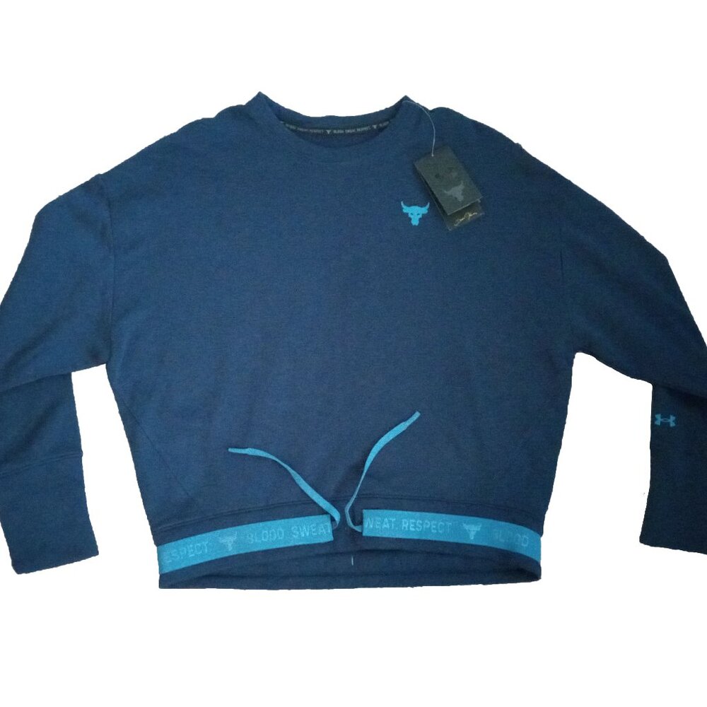 Under Armour (UA) Project Rock Cropped Athletic Sweater-M- Blue Womens NWT